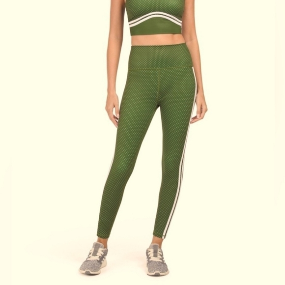 WILO Small High Waist Green Polka Dot Print Leggings - Picture 1 of 4